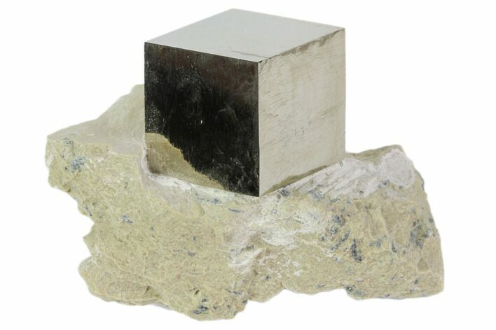 Natural Pyrite Cube In Rock From Spain #82087